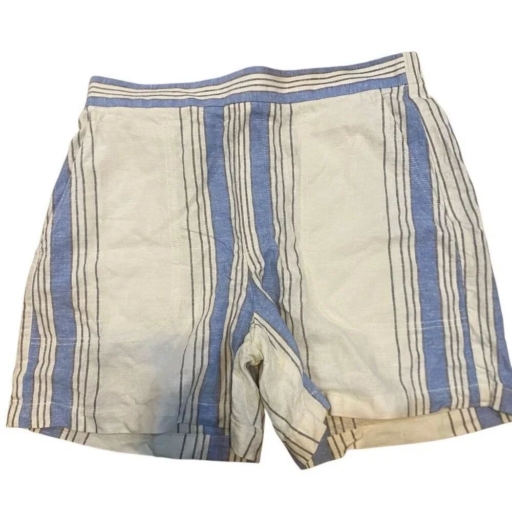 Banana Republic linen blend stripedโblue white pull on shorts medium